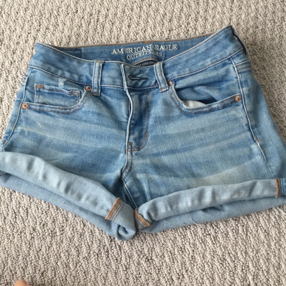 American eagle light blue jean shorts